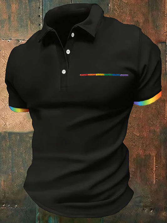 Herren Pride Month Regenbogen-Print Lässiges Oberteil mit kurzen Ärmeln