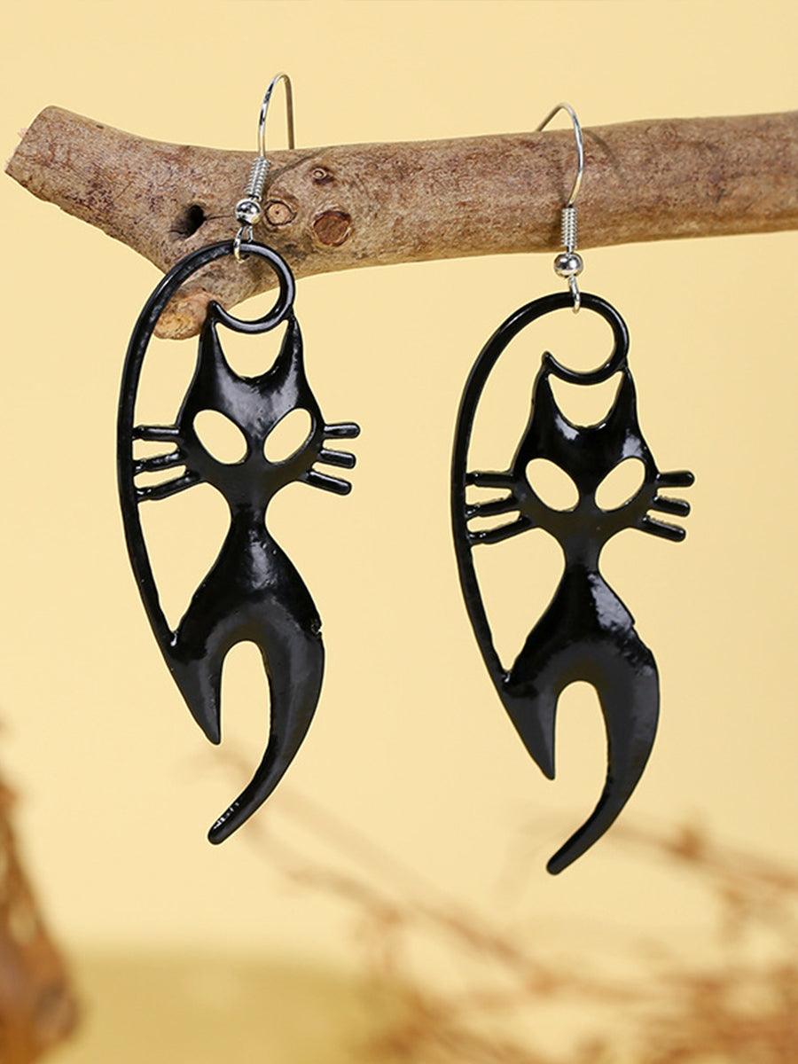 Schwarze Katzen ohrringe für Damen Halloween-Kunst