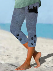 Damen Leggings mit schwarzem Katzen druck