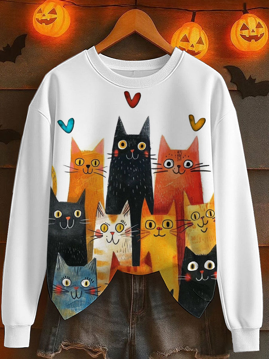 Damen Sweatshirt mit Katzen druck