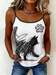Damen-Katzenkunst-Camisole-Oberteile