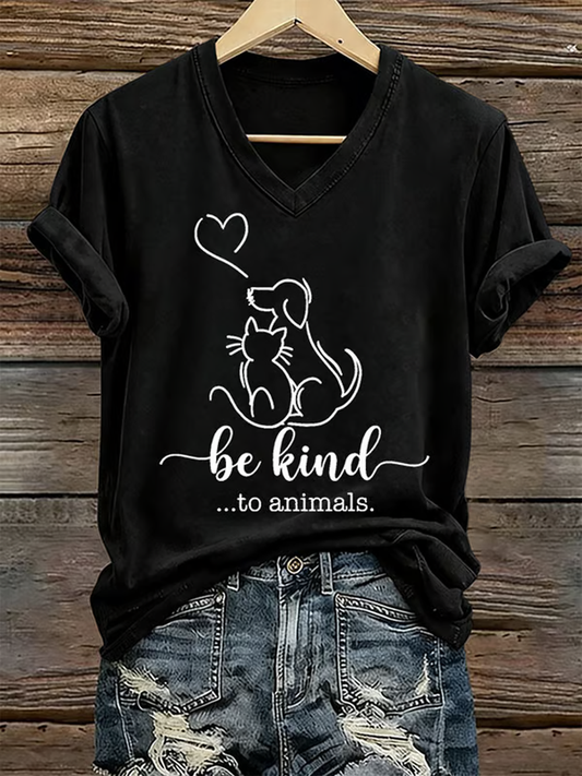 Frauen sind freundlich zu Tieren Eisen auf Kurzarm T-Shirt