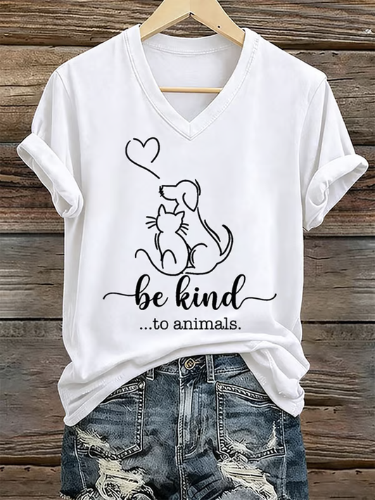 Frauen sind freundlich zu Tieren Eisen auf Kurzarm T-Shirt