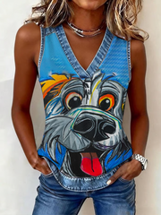 Damen-Hunde kunst bedruckte Weste