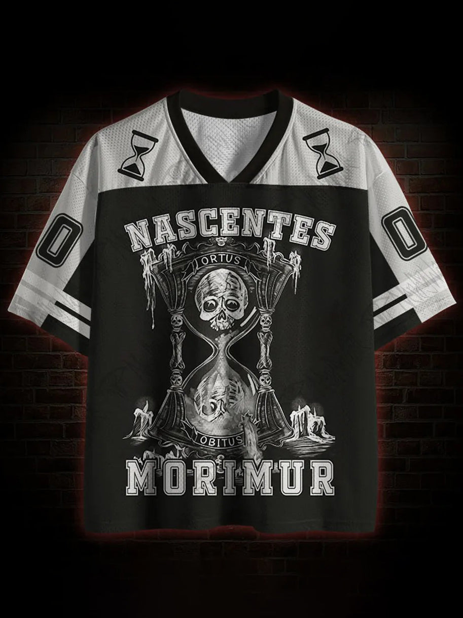 Herren-T-Shirt mit V-Ausschnitt und Print von Nascentes Morimur