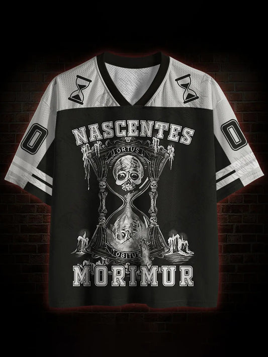 Herren-T-Shirt mit V-Ausschnitt und Print von Nascentes Morimur