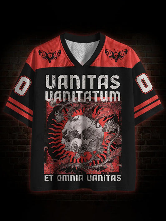 Herren-T-Shirt mit V-Ausschnitt und Aufdruck „Vanitas Vanitatum“