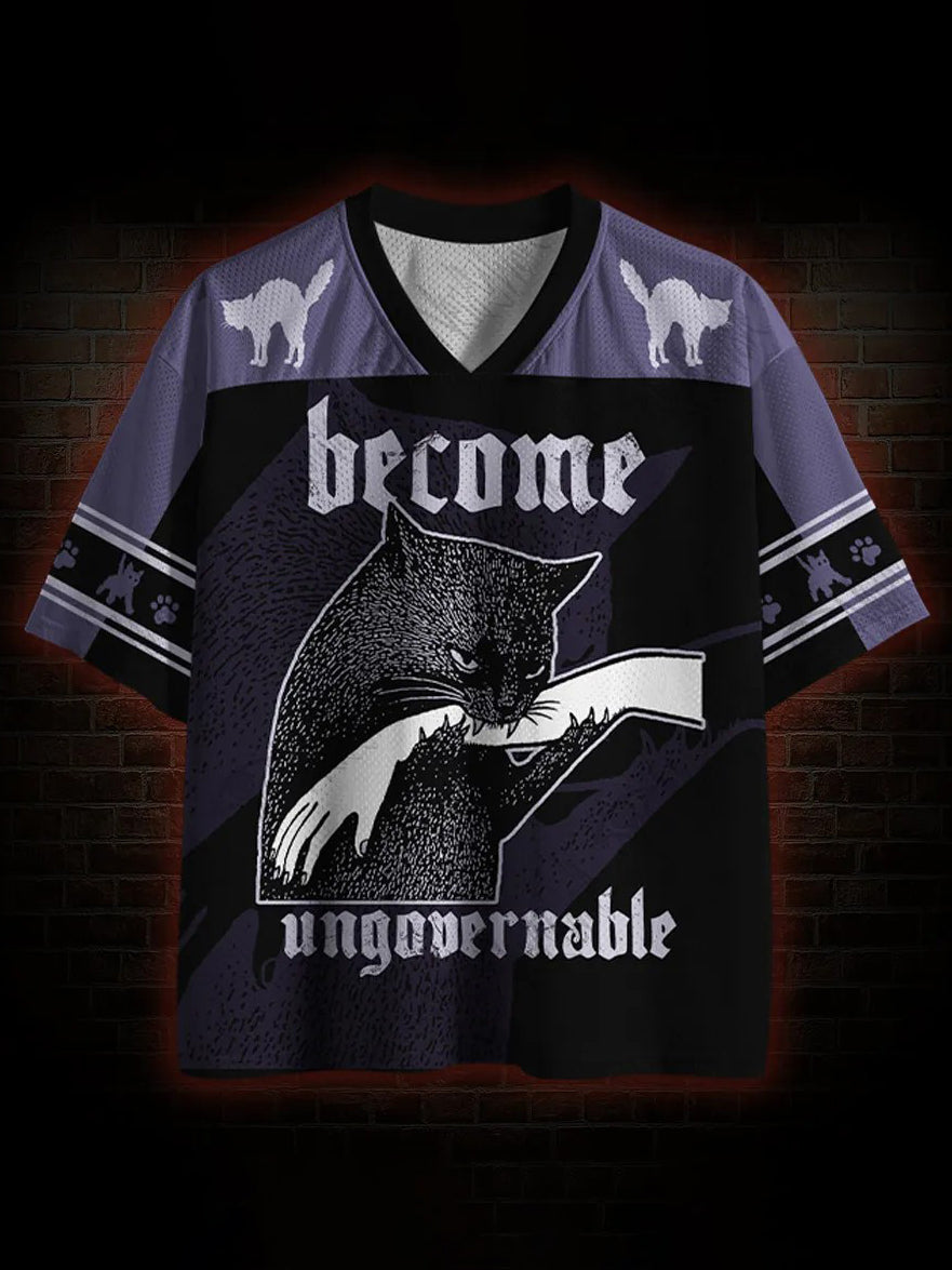 Herren unkontrollierbar bedrucktes T-Shirt mit V-Ausschnitt