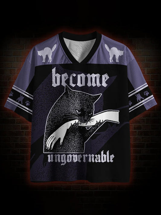 Herren unkontrollierbar bedrucktes T-Shirt mit V-Ausschnitt