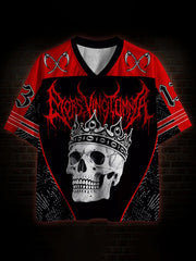 Herren-Memento-Mori-13-Print-T-Shirt mit V-Ausschnitt