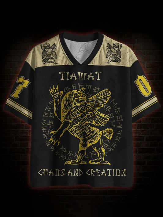Herren-T-Shirt mit V-Ausschnitt und Tiamat-Print