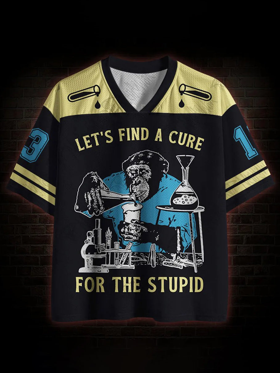Herren-T-Shirt mit V-Ausschnitt und Aufdruck „Let’s Find A Cure For The Stupid“