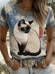 Katzen-Kurzarm-T-Shirts für Damen