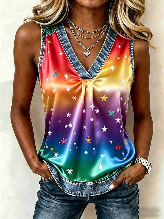 Damen Stolz Monat Regenbogen Kunst bedruckte Weste