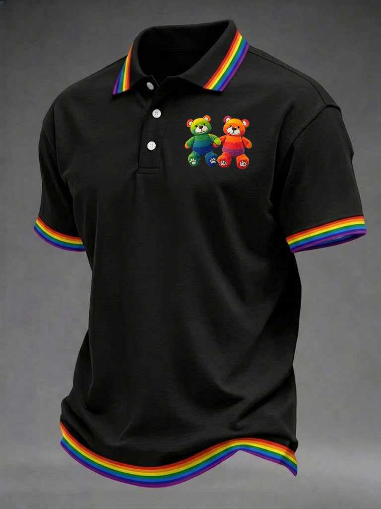 Bedrucktes Hemd mit Regenbogen bär für Männer
