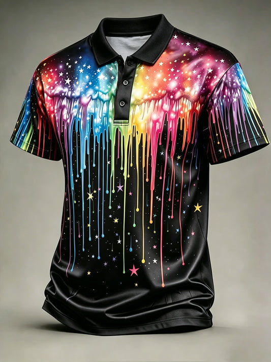 Regenbogen-Kunst-Kurzarm-Oberteil für Männer LGBT-Stolz-Monat
