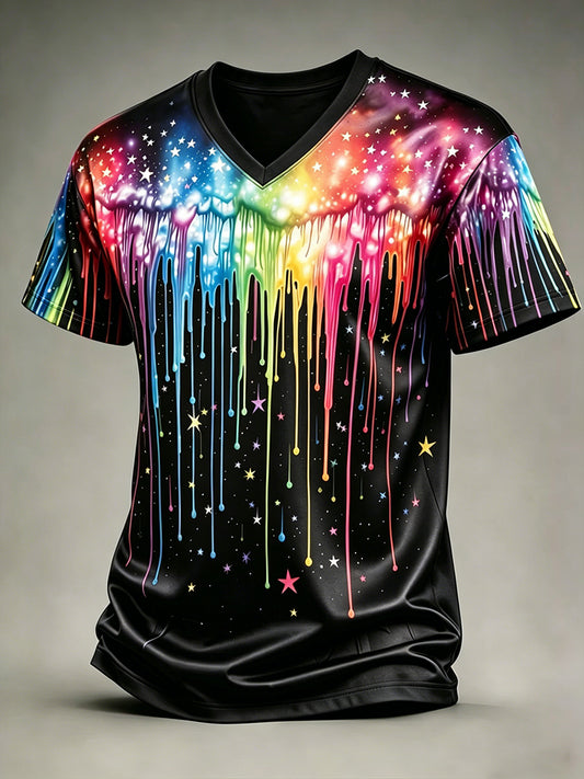 Herren LGBT Pride Month Rainbow Art T-Shirt mit V-Ausschnitt