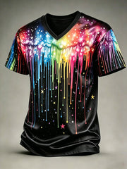 Herren LGBT Pride Month Rainbow Art T-Shirt mit V-Ausschnitt