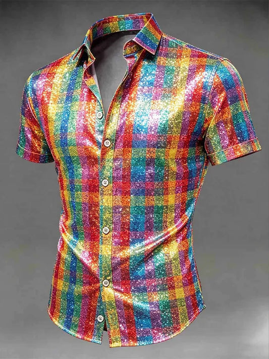 Herren-LGBT-Pride-Monat-Regenbogen-Kunst-Kurzarm-Shirt