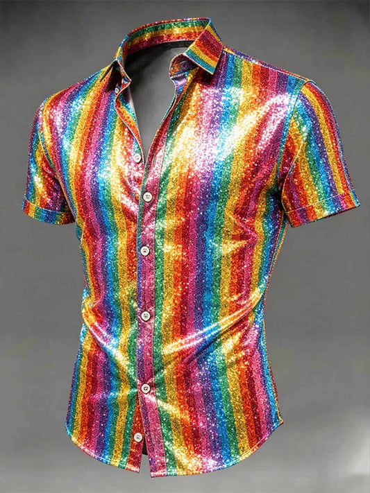 Herren-LGBT-Pride-Monat-Regenbogen-Kunst-Kurzarm-Shirt