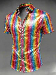 Herren-LGBT-Pride-Monat-Regenbogen-Kunst-Kurzarm-Shirt