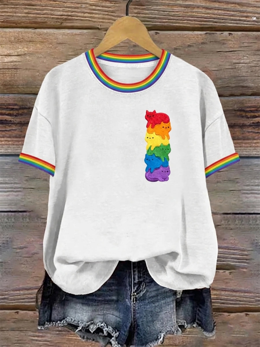 Frauen Pride Month Cat Print T-Shirt