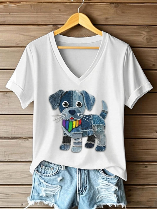 Frauen Stolz Monat Hund Print T-Shirt