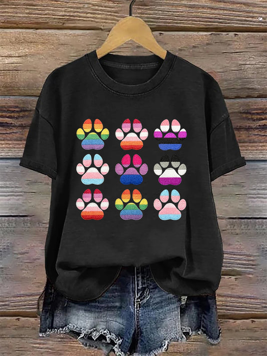 Frauen-Pride-Monat T-Shirt mit Katzen-Print