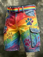 Herren-Regenbogen-Hunde-Pfoten-Shorts