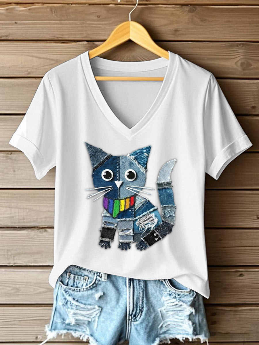 Frauen-Pride-Monat T-Shirt mit Katzen-Print