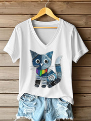 Frauen-Pride-Monat T-Shirt mit Katzen-Print
