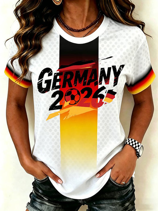 Herren-Fußballfan-Shirt aus Deutschland mit Print und kurzen Ärmeln