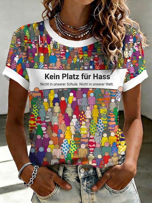 Damen-T-Shirt mit dem Aufdruck „Kein Platz für Hass“
