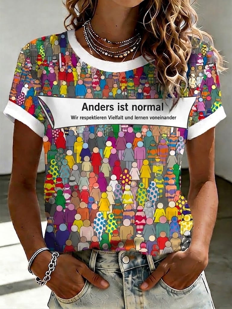 Damen-T-Shirt mit dem Aufdruck „Anders ist normal“