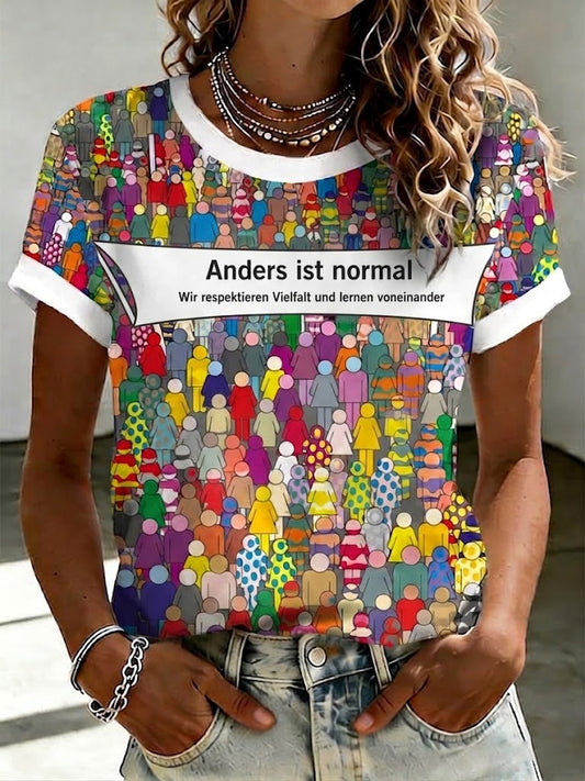 Damen-T-Shirt mit dem Aufdruck „Anders ist normal“
