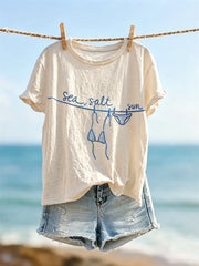 Damen Meeressalz Sonne Hängend Bikini Urlaub Print Kurzarm-T-Shirt