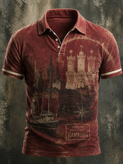 Herren-Retro-Hemd mit Hamburger Hafenmotiv