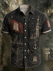 Herren-Retro-T-Shirt mit Hamburger Stadthafen