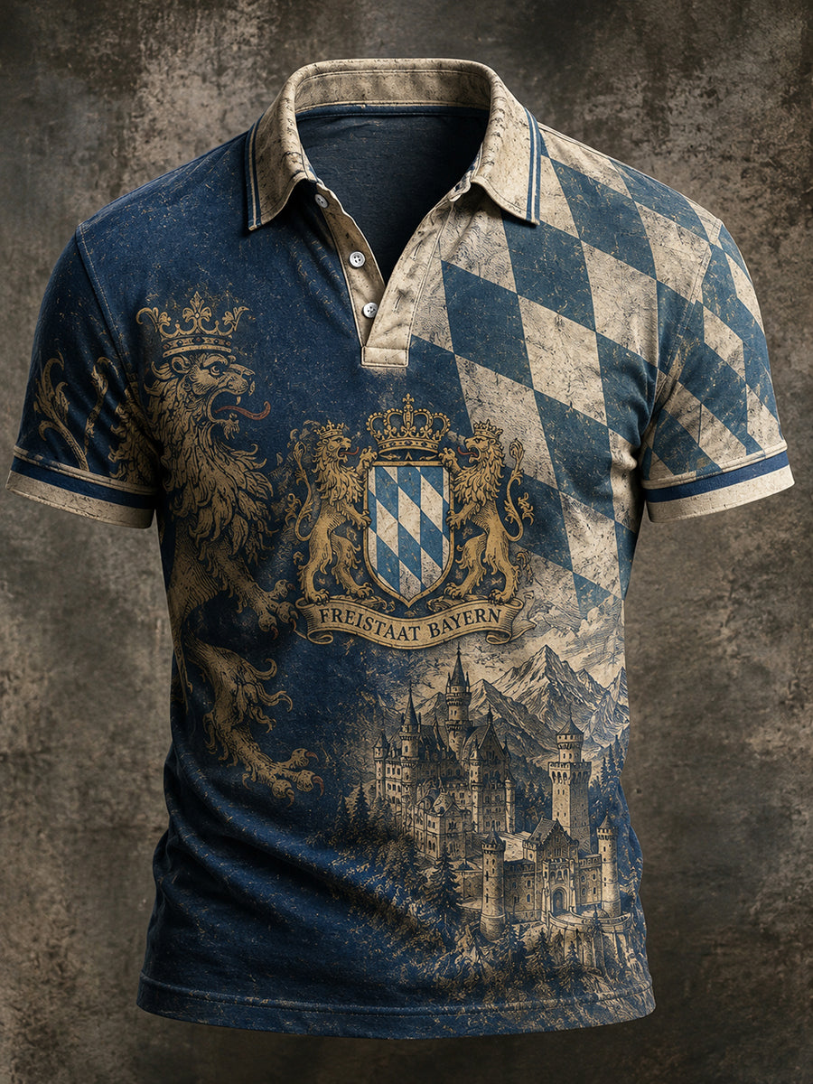 Herren-Lässiges Hemd im Retro-Design mit bayerischem Print