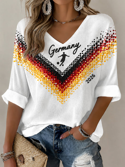 Damen-Fußballfan-Graphic-Waffel-T-Shirt in Deutschland