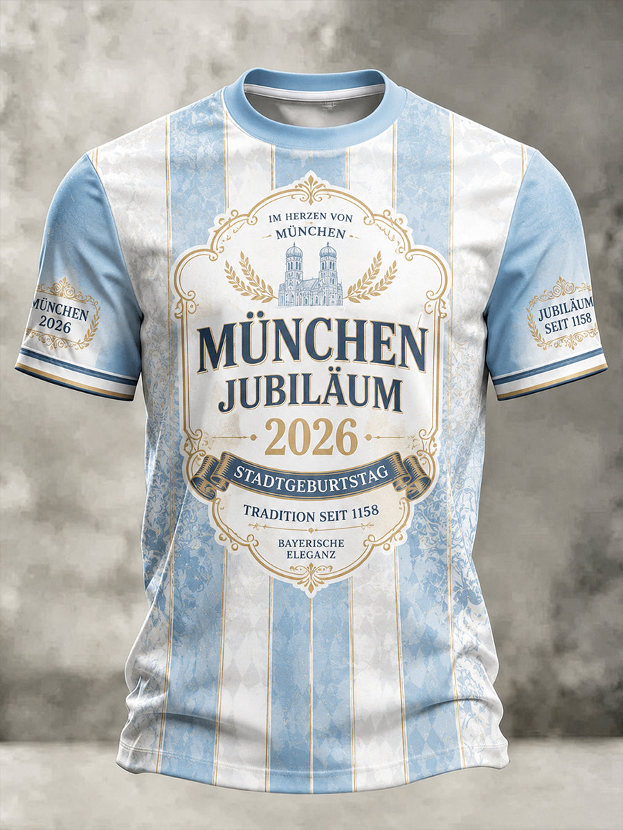Männliches München-Print-Casual-T-Shirt