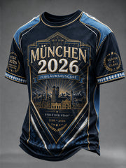 Männliches München-Print-Casual-T-Shirt