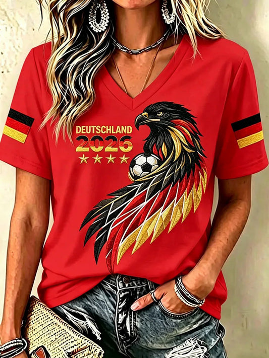 Damen-T-Shirt mit Fußballfan-Print von Deutschland