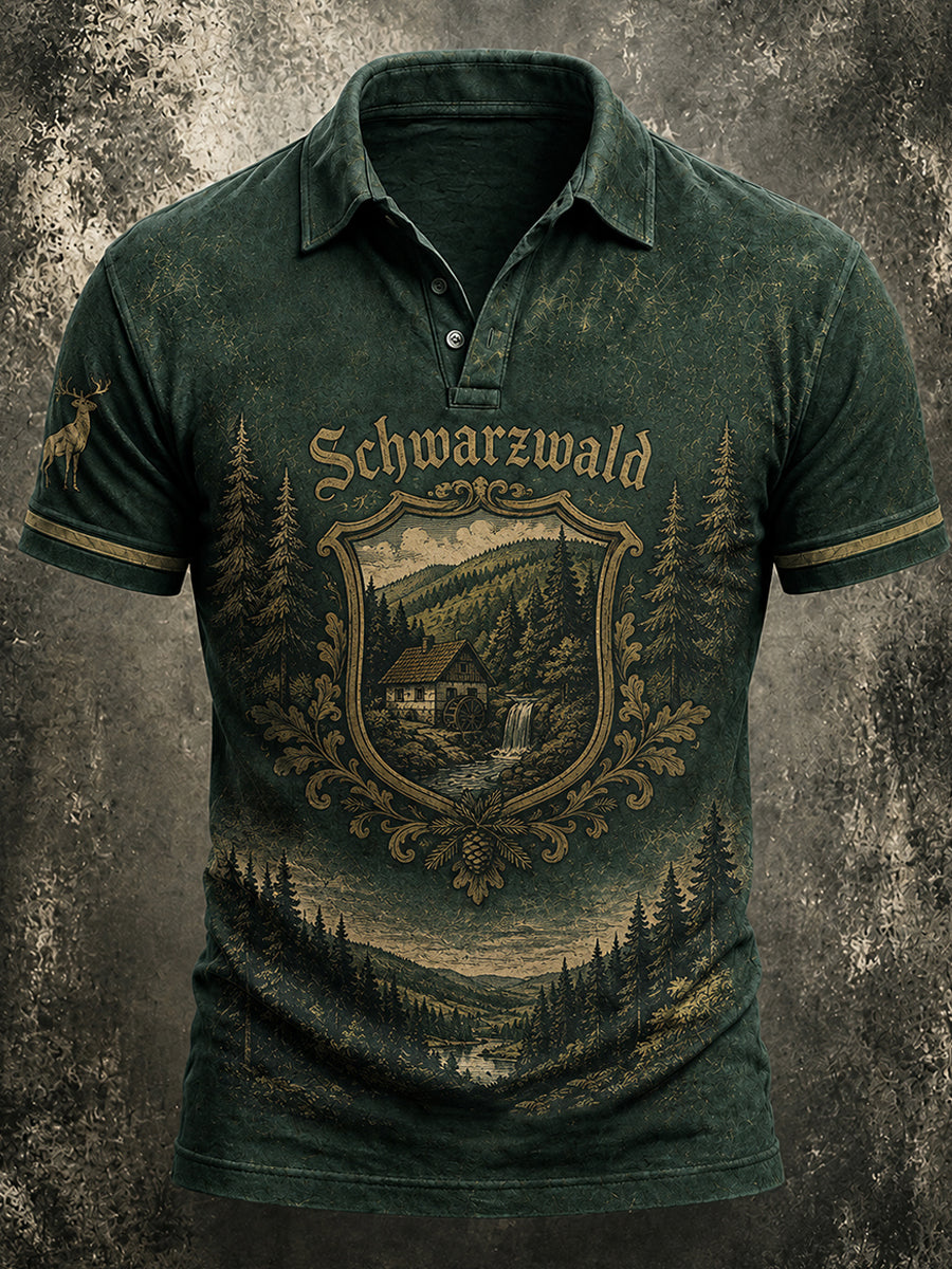 Herrenhemd im Schwarzwald-Stil mit Vintage-Print