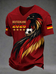 Bedrucktes T-Shirt mit V-Ausschnitt für Männer Deutscher Fußballfan