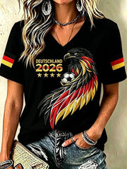 Frauen Deutschland Fußball Fan Bedrucktes T-Shirt