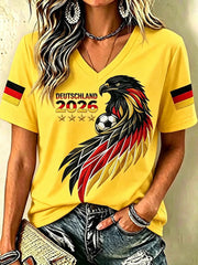 Frauen Deutschland Fußball Fan Bedrucktes T-Shirt
