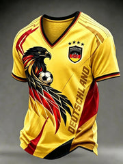 Männer Deutschland Fußball Fan Print T-Shirt mit V-Ausschnitt