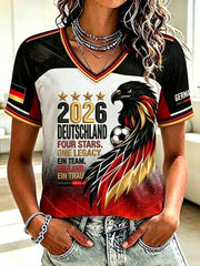 Frauen Deutschland Fußball Fan Print T-Shirt