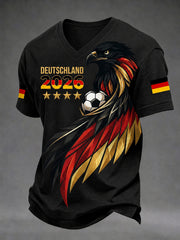 Bedrucktes T-Shirt mit V-Ausschnitt für Männer Deutscher Fußballfan
